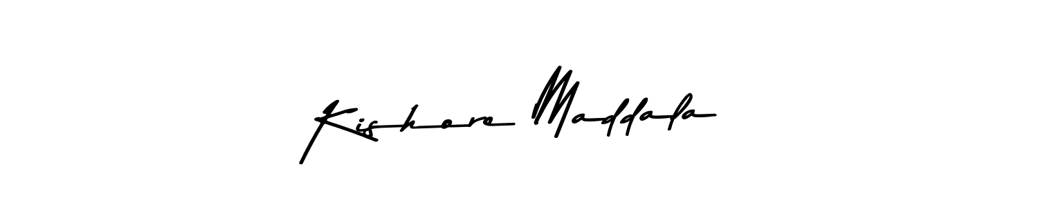 How to make Kishore Maddala name signature. Use Asem Kandis PERSONAL USE style for creating short signs online. This is the latest handwritten sign. Kishore Maddala signature style 9 images and pictures png