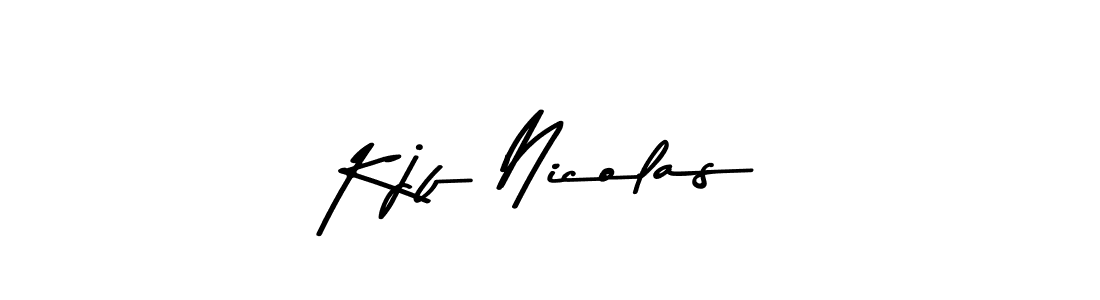 The best way (Asem Kandis PERSONAL USE) to make a short signature is to pick only two or three words in your name. The name Kjf Nicolas include a total of six letters. For converting this name. Kjf Nicolas signature style 9 images and pictures png