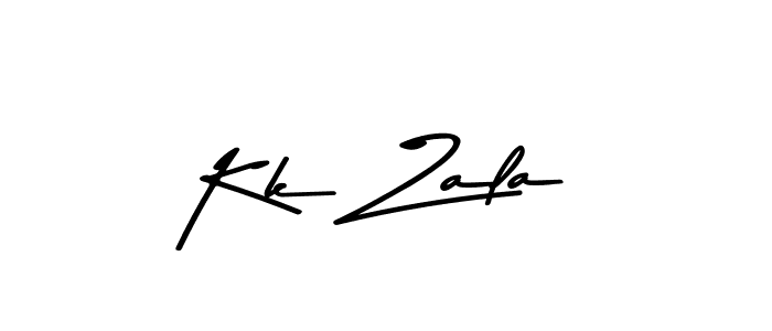 How to make Kk Zala name signature. Use Asem Kandis PERSONAL USE style for creating short signs online. This is the latest handwritten sign. Kk Zala signature style 9 images and pictures png