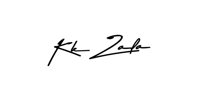 How to make Kk Zala name signature. Use Asem Kandis PERSONAL USE style for creating short signs online. This is the latest handwritten sign. Kk Zala signature style 9 images and pictures png