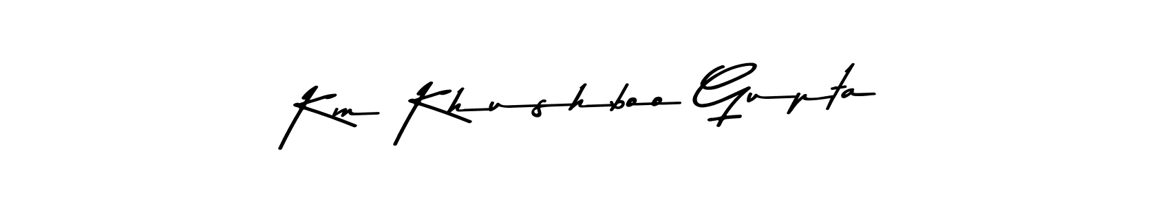 Make a beautiful signature design for name Km Khushboo Gupta. With this signature (Asem Kandis PERSONAL USE) style, you can create a handwritten signature for free. Km Khushboo Gupta signature style 9 images and pictures png