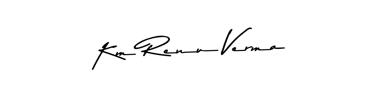 Make a beautiful signature design for name Km Renu Verma. With this signature (Asem Kandis PERSONAL USE) style, you can create a handwritten signature for free. Km Renu Verma signature style 9 images and pictures png