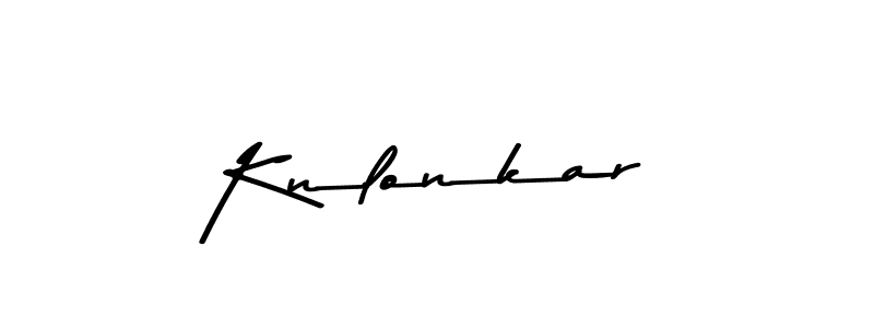 How to make Knlonkar name signature. Use Asem Kandis PERSONAL USE style for creating short signs online. This is the latest handwritten sign. Knlonkar signature style 9 images and pictures png