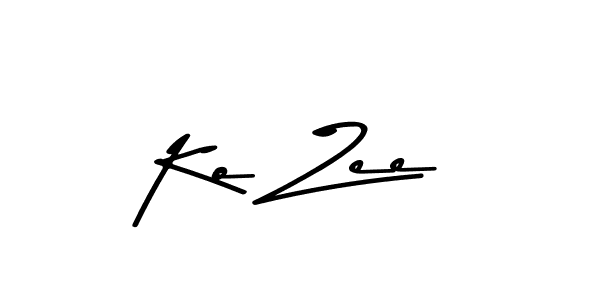How to make Ko Zee name signature. Use Asem Kandis PERSONAL USE style for creating short signs online. This is the latest handwritten sign. Ko Zee signature style 9 images and pictures png