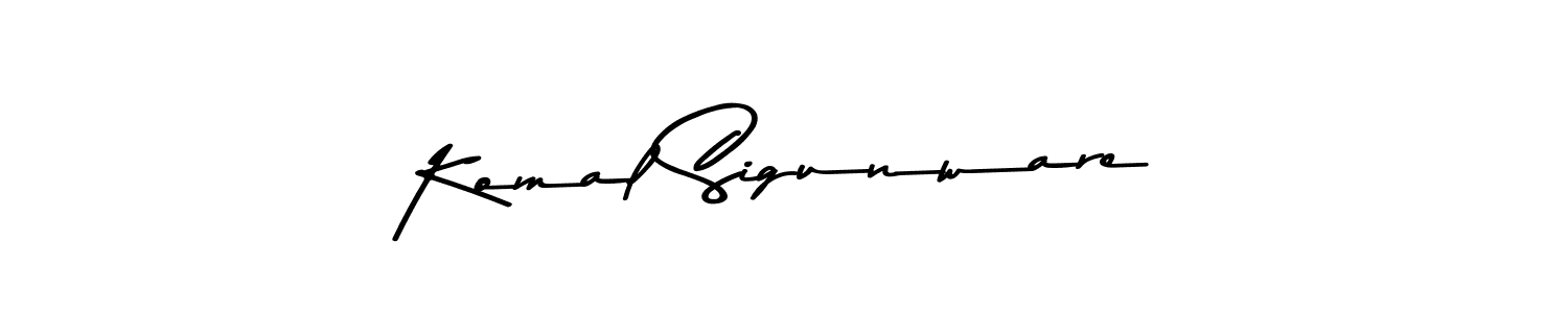 The best way (Asem Kandis PERSONAL USE) to make a short signature is to pick only two or three words in your name. The name Komal Sigunware include a total of six letters. For converting this name. Komal Sigunware signature style 9 images and pictures png