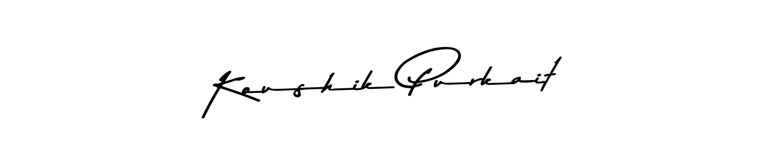 How to make Koushik Purkait name signature. Use Asem Kandis PERSONAL USE style for creating short signs online. This is the latest handwritten sign. Koushik Purkait signature style 9 images and pictures png