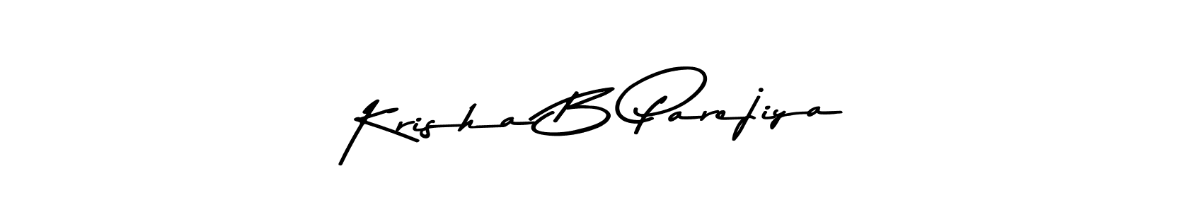 The best way (Asem Kandis PERSONAL USE) to make a short signature is to pick only two or three words in your name. The name Krisha B Parejiya include a total of six letters. For converting this name. Krisha B Parejiya signature style 9 images and pictures png