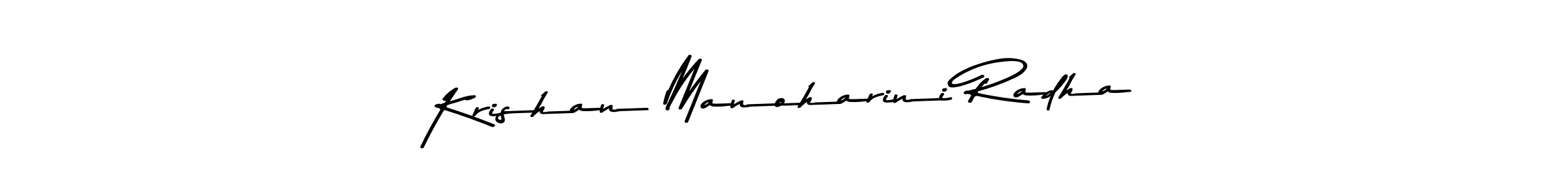 How to make Krishan Manoharini Radha name signature. Use Asem Kandis PERSONAL USE style for creating short signs online. This is the latest handwritten sign. Krishan Manoharini Radha signature style 9 images and pictures png