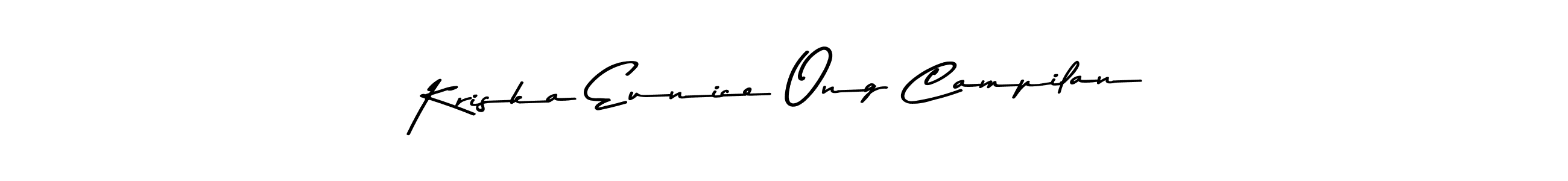 Create a beautiful signature design for name Kriska Eunice Ong Campilan. With this signature (Asem Kandis PERSONAL USE) fonts, you can make a handwritten signature for free. Kriska Eunice Ong Campilan signature style 9 images and pictures png