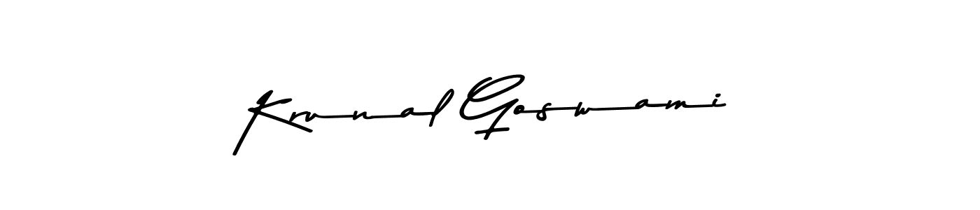 Asem Kandis PERSONAL USE is a professional signature style that is perfect for those who want to add a touch of class to their signature. It is also a great choice for those who want to make their signature more unique. Get Krunal Goswami name to fancy signature for free. Krunal Goswami signature style 9 images and pictures png