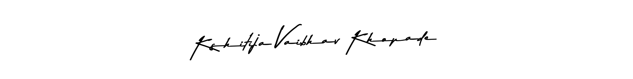 Create a beautiful signature design for name Kshitija Vaibhav Khopade. With this signature (Asem Kandis PERSONAL USE) fonts, you can make a handwritten signature for free. Kshitija Vaibhav Khopade signature style 9 images and pictures png
