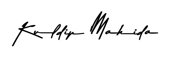 A sleek calligraphic signature for name Kuldip Mahida utilizing Asem Kandis PERSONAL USE styling. Great for adding personal signatures to photos and art. Kuldip Mahida signature style 9 images and pictures png