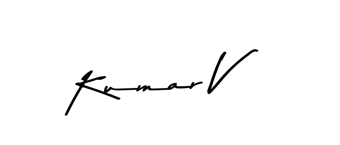 How to make Kumar V name signature. Use Asem Kandis PERSONAL USE style for creating short signs online. This is the latest handwritten sign. Kumar V signature style 9 images and pictures png