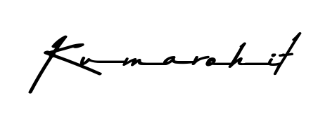 A sleek calligraphic signature for name Kumarohit utilizing Asem Kandis PERSONAL USE styling. Great for adding personal signatures to photos and art. Kumarohit signature style 9 images and pictures png