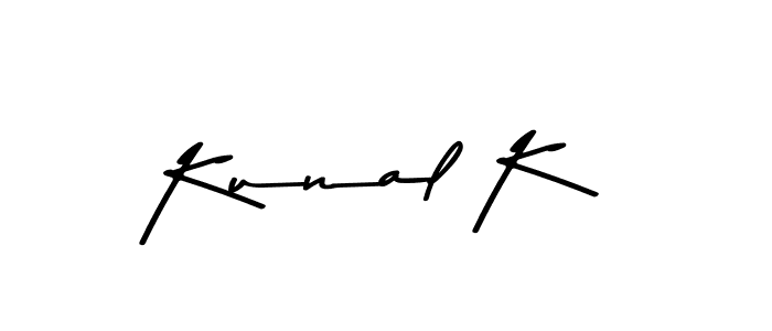 How to make Kunal K name signature. Use Asem Kandis PERSONAL USE style for creating short signs online. This is the latest handwritten sign. Kunal K signature style 9 images and pictures png