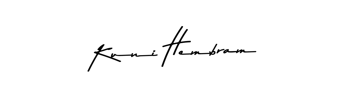 How to make Kuni Hembram name signature. Use Asem Kandis PERSONAL USE style for creating short signs online. This is the latest handwritten sign. Kuni Hembram signature style 9 images and pictures png