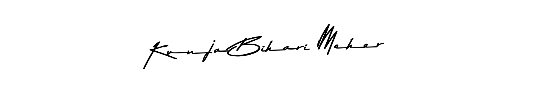 How to make Kunja Bihari Meher name signature. Use Asem Kandis PERSONAL USE style for creating short signs online. This is the latest handwritten sign. Kunja Bihari Meher signature style 9 images and pictures png