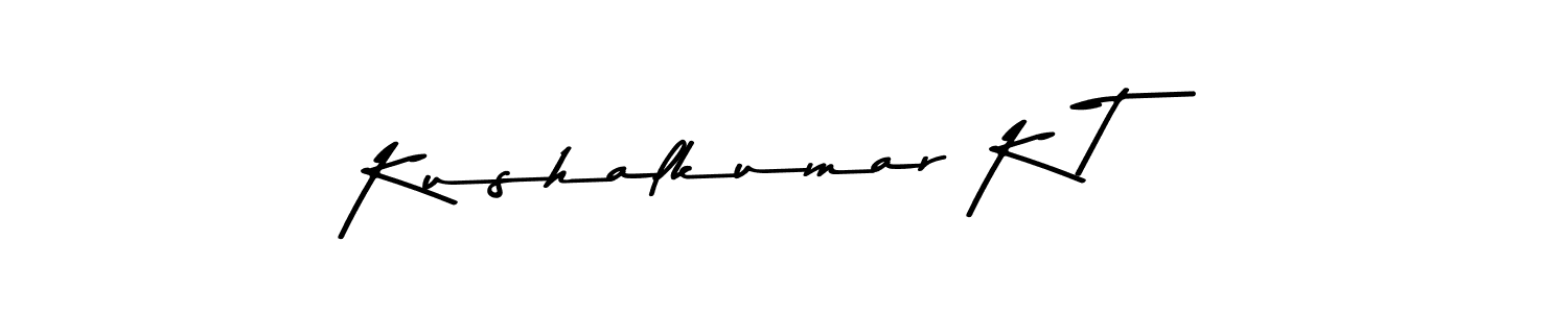 The best way (Asem Kandis PERSONAL USE) to make a short signature is to pick only two or three words in your name. The name Kushalkumar K T include a total of six letters. For converting this name. Kushalkumar K T signature style 9 images and pictures png