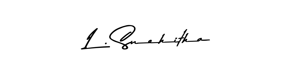 How to make L . Snehitha name signature. Use Asem Kandis PERSONAL USE style for creating short signs online. This is the latest handwritten sign. L . Snehitha signature style 9 images and pictures png