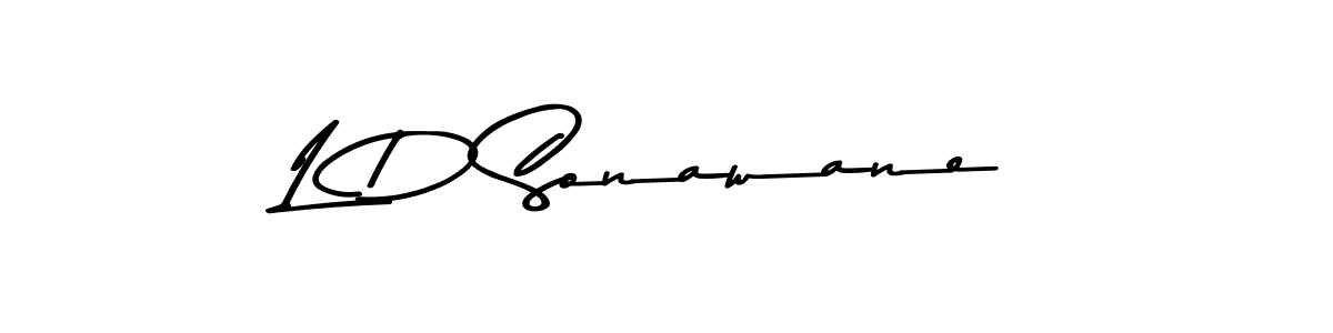 How to make L D Sonawane name signature. Use Asem Kandis PERSONAL USE style for creating short signs online. This is the latest handwritten sign. L D Sonawane signature style 9 images and pictures png