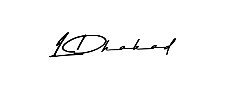 The best way (Asem Kandis PERSONAL USE) to make a short signature is to pick only two or three words in your name. The name L Dhakad include a total of six letters. For converting this name. L Dhakad signature style 9 images and pictures png