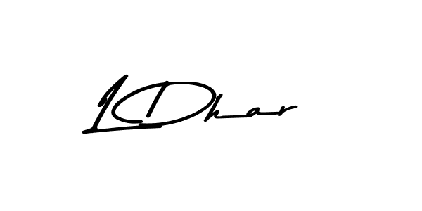 Make a beautiful signature design for name L Dhar. With this signature (Asem Kandis PERSONAL USE) style, you can create a handwritten signature for free. L Dhar signature style 9 images and pictures png