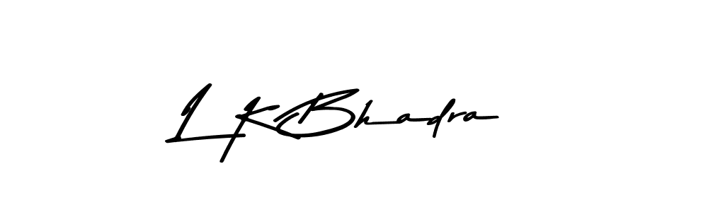 How to make L K Bhadra name signature. Use Asem Kandis PERSONAL USE style for creating short signs online. This is the latest handwritten sign. L K Bhadra signature style 9 images and pictures png