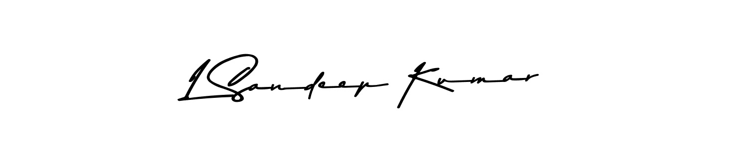 How to make L Sandeep Kumar name signature. Use Asem Kandis PERSONAL USE style for creating short signs online. This is the latest handwritten sign. L Sandeep Kumar signature style 9 images and pictures png