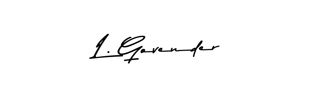This is the best signature style for the L. Govender name. Also you like these signature font (Asem Kandis PERSONAL USE). Mix name signature. L. Govender signature style 9 images and pictures png