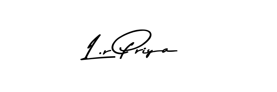 The best way (Asem Kandis PERSONAL USE) to make a short signature is to pick only two or three words in your name. The name L.r Priya include a total of six letters. For converting this name. L.r Priya signature style 9 images and pictures png