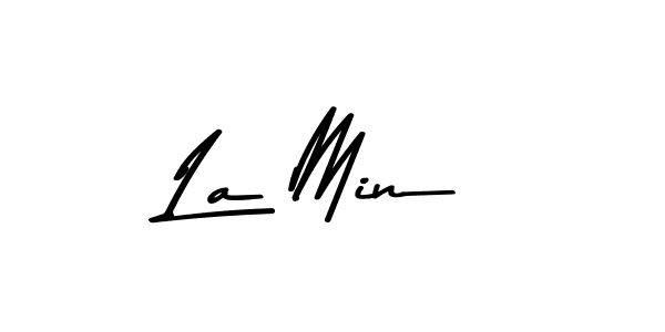How to make La Min name signature. Use Asem Kandis PERSONAL USE style for creating short signs online. This is the latest handwritten sign. La Min signature style 9 images and pictures png