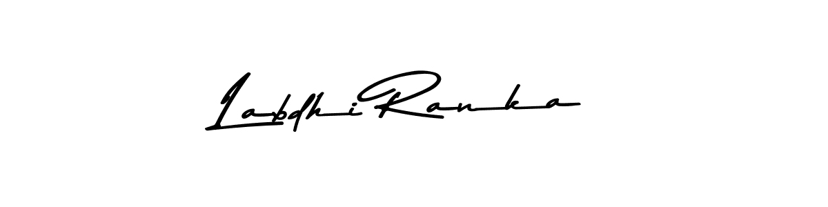 How to make Labdhi Ranka name signature. Use Asem Kandis PERSONAL USE style for creating short signs online. This is the latest handwritten sign. Labdhi Ranka signature style 9 images and pictures png