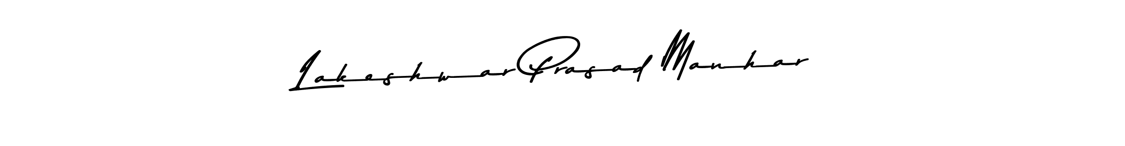 How to make Lakeshwar Prasad Manhar name signature. Use Asem Kandis PERSONAL USE style for creating short signs online. This is the latest handwritten sign. Lakeshwar Prasad Manhar signature style 9 images and pictures png
