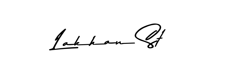 How to make Lakhan St name signature. Use Asem Kandis PERSONAL USE style for creating short signs online. This is the latest handwritten sign. Lakhan St signature style 9 images and pictures png