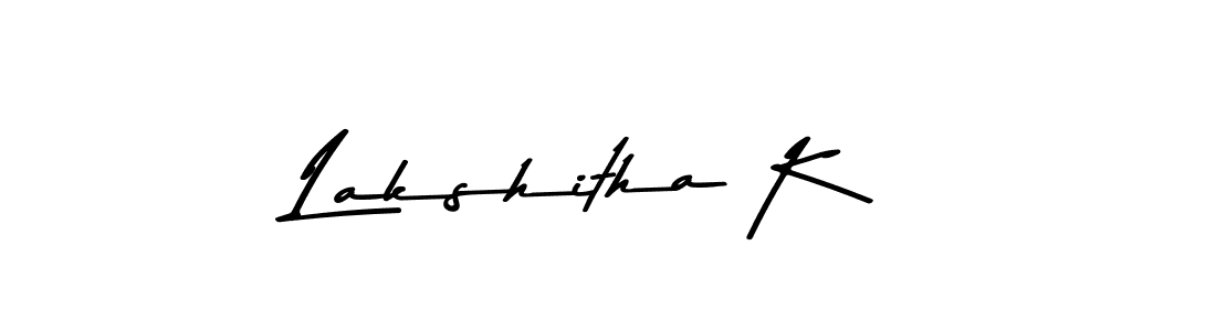 How to make Lakshitha K name signature. Use Asem Kandis PERSONAL USE style for creating short signs online. This is the latest handwritten sign. Lakshitha K signature style 9 images and pictures png