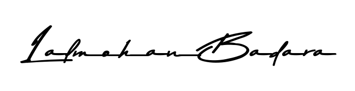 Get an exclusive digital autograph for Lalmohan Badara. The Asem Kandis PERSONAL USE typeface captures the charm of real penmanship on paper. Lalmohan Badara signature style 9 images and pictures png