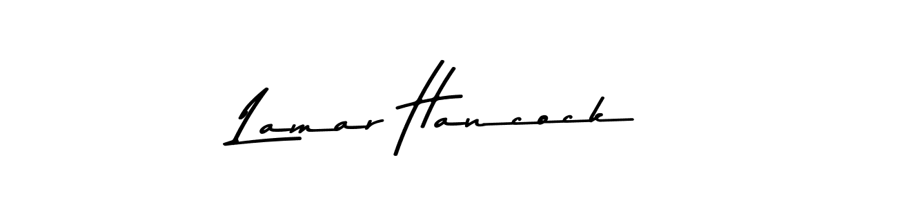 How to make Lamar Hancock name signature. Use Asem Kandis PERSONAL USE style for creating short signs online. This is the latest handwritten sign. Lamar Hancock signature style 9 images and pictures png