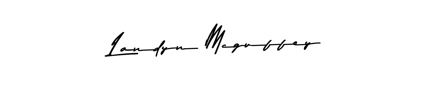 How to make Landyn Mcguffey name signature. Use Asem Kandis PERSONAL USE style for creating short signs online. This is the latest handwritten sign. Landyn Mcguffey signature style 9 images and pictures png