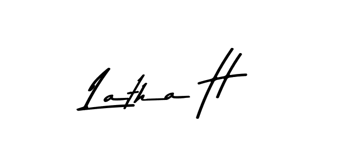 Make a beautiful signature design for name Latha H. With this signature (Asem Kandis PERSONAL USE) style, you can create a handwritten signature for free. Latha H signature style 9 images and pictures png