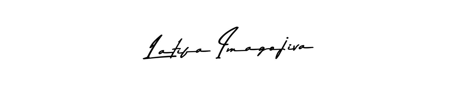 How to make Latifa Imagojiva name signature. Use Asem Kandis PERSONAL USE style for creating short signs online. This is the latest handwritten sign. Latifa Imagojiva signature style 9 images and pictures png