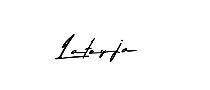 How to make Latoyja name signature. Use Asem Kandis PERSONAL USE style for creating short signs online. This is the latest handwritten sign. Latoyja signature style 9 images and pictures png