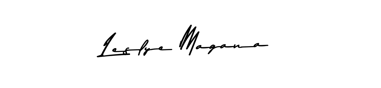 Design your own signature with our free online signature maker. With this signature software, you can create a handwritten (Asem Kandis PERSONAL USE) signature for name Leslye Magana. Leslye Magana signature style 9 images and pictures png