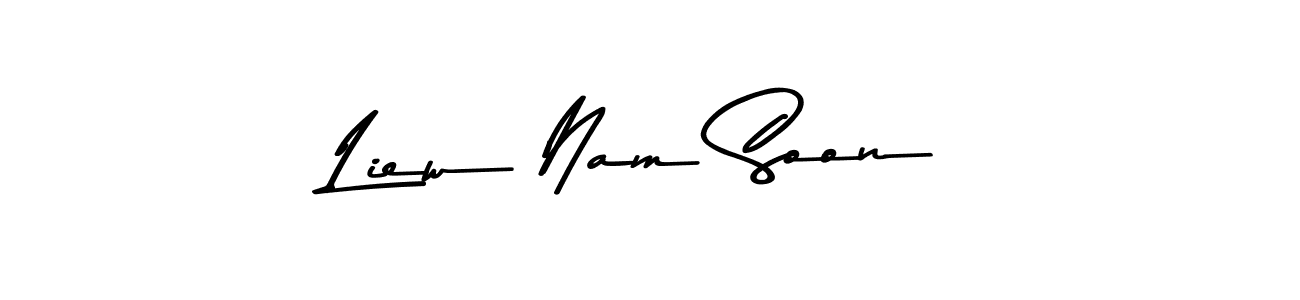 How to make Liew Nam Soon name signature. Use Asem Kandis PERSONAL USE style for creating short signs online. This is the latest handwritten sign. Liew Nam Soon signature style 9 images and pictures png