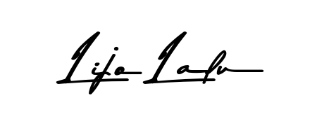 Designed for modern professionals: Lijo Lalu name signature crafted with Asem Kandis PERSONAL USE script. Ready for digital PDF workflows. Lijo Lalu signature style 9 images and pictures png