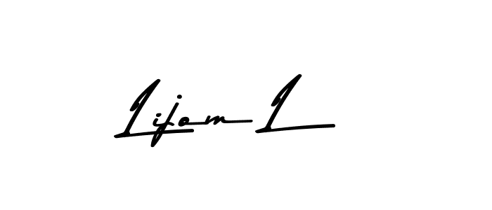 How to make Lijom L name signature. Use Asem Kandis PERSONAL USE style for creating short signs online. This is the latest handwritten sign. Lijom L signature style 9 images and pictures png