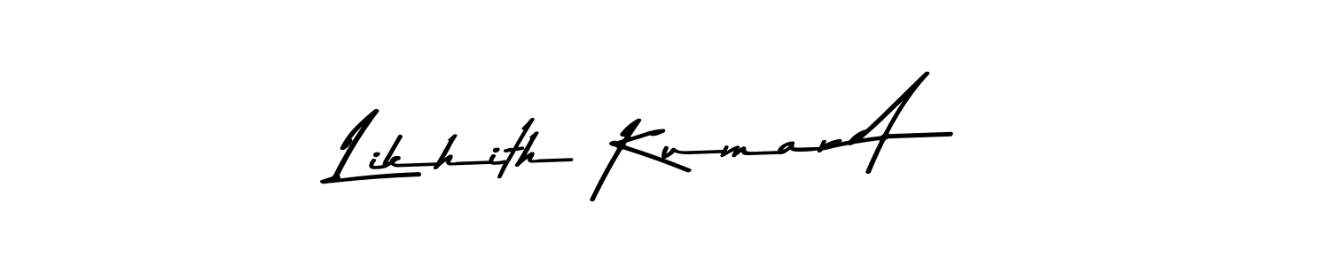 Design your own signature with our free online signature maker. With this signature software, you can create a handwritten (Asem Kandis PERSONAL USE) signature for name Likhith Kumar A. Likhith Kumar A signature style 9 images and pictures png