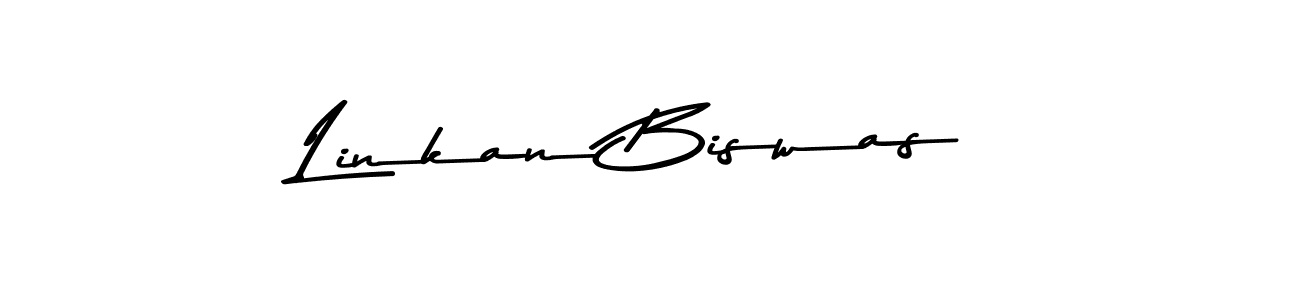 Create a beautiful signature design for name Linkan Biswas. With this signature (Asem Kandis PERSONAL USE) fonts, you can make a handwritten signature for free. Linkan Biswas signature style 9 images and pictures png