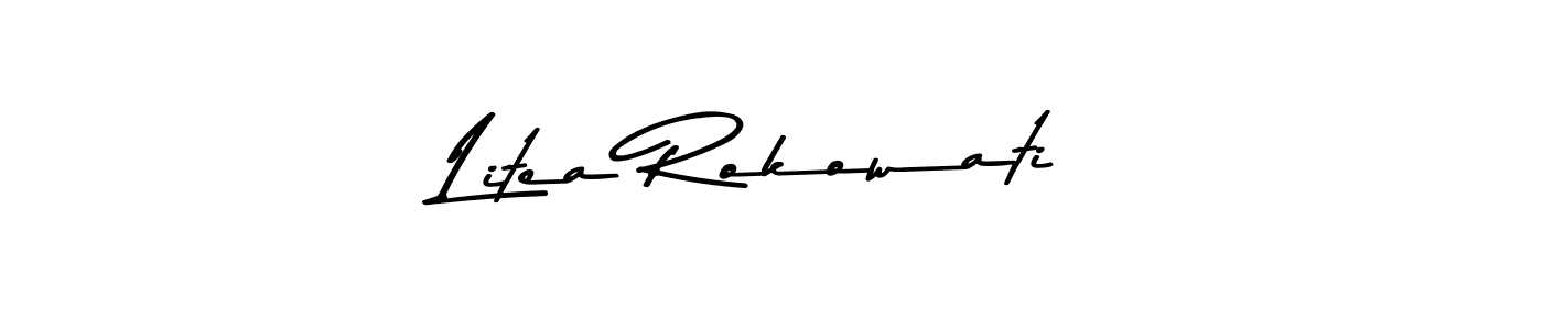You should practise on your own different ways (Asem Kandis PERSONAL USE) to write your name (Litea Rokowati) in signature. don't let someone else do it for you. Litea Rokowati signature style 9 images and pictures png
