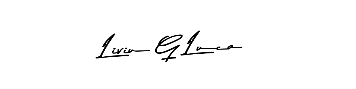 How to make Liviu G Luca name signature. Use Asem Kandis PERSONAL USE style for creating short signs online. This is the latest handwritten sign. Liviu G Luca signature style 9 images and pictures png