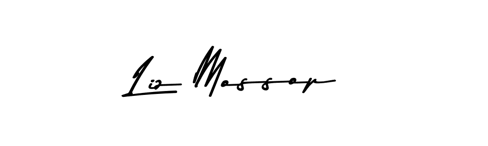 How to make Liz Mossop name signature. Use Asem Kandis PERSONAL USE style for creating short signs online. This is the latest handwritten sign. Liz Mossop signature style 9 images and pictures png